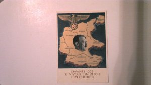 GERMANY WWII PROPAGANDA POSTAL CARD: 1938 EIN VOLK EIN FUHRER