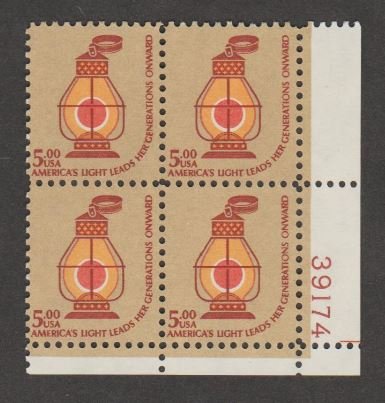 U.S. Scott #1612 Lantern Stamp - Mint NH Plate Block