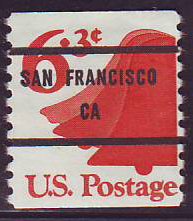 San Francisco CA, 1518-81 Bureau Precancel, 6.3¢ coil Liberty Bell