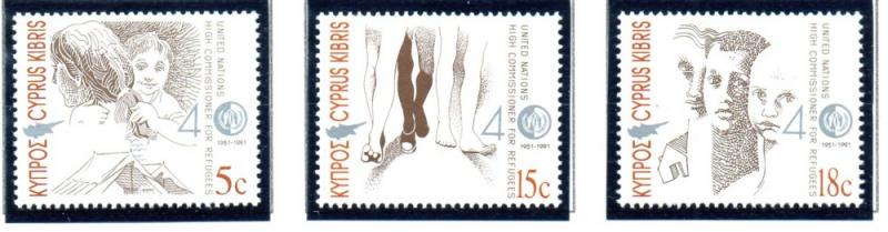 Cyprus Sc 785-7 1991 UN High Commissioner for Refugees stamp set mint NH