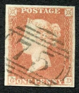 1841 Penny Red (GD) Plate 97 SUPERB Four Margins