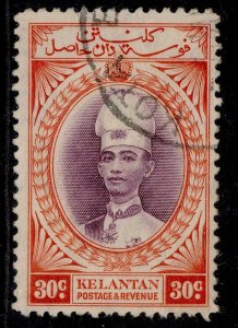 MALAYSIA - Kelantan GVI SG49, 30c violet & scarlet, FINE USED. Cat £26.