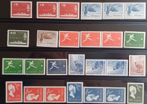 Sweden 1959 year set cpl including all pairs. MNH