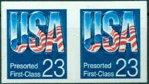 #2607c BEP 23c USA Presorted First Class IMPERF Pair MNH