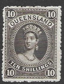 Queensland 82   1886  10 shilling unused