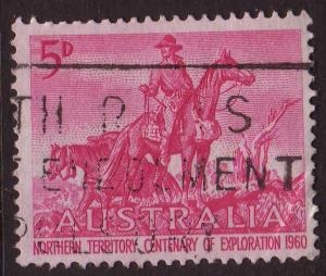 Australia 1960 Sc#336, SG#335, 5d Mauve Overlanders USED.