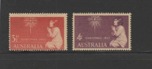 AUSTRALIA #306-307  1957  CHRISTMAS      MINT VF NH  O.G