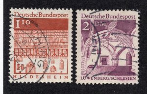 Germany 1966-69 1.10m & 2m Architecture, Scott 949, 951 used, value = 85c