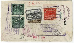 Salvador 1942 registered cover to the U.S., censored, official seals affixed