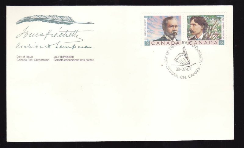 Canada-Sc#1244a-stamps on FDC-Canadian Poets-1989-