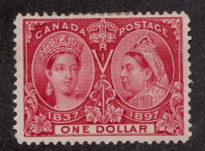 1897 - #61 MH VF HR Canada Victoria Jubilee - 1 Dollar Postage Stamp - est$1000