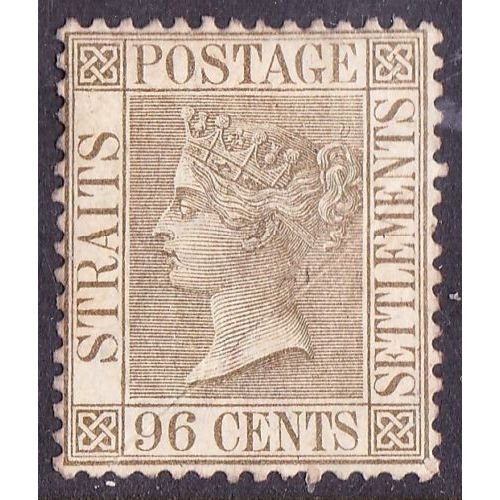 MALAYA STRAITS SETTLEMENTS 1888 QV 96c Olive-Grey SG71 MH CV £75+