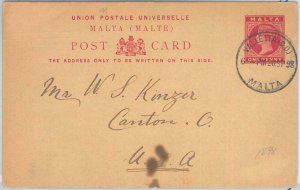 75308 - MALTA - Postal History - POSTAL STATIONERY CARD to USA  1898