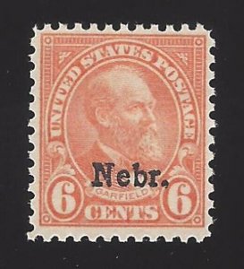 1929 6c James A. Garfield Nebraska Overprint Scott 675 Mint F/VF NH