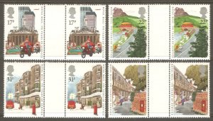 GREAT BRITAIN Sc# 1111 - 1114 var MNH FVF Set4 x Gutter Pair Royal Mail Service
