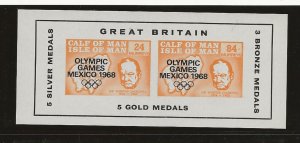 GB local issue Calf of Man 1968 Olympics on Churchill 24m 48m mini sheet    MNH