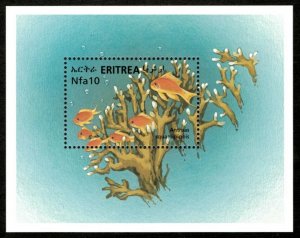Eritrea 2000 - Fish, Coral Reef, Sea Goldie - Souvenir Sheet - Scott 338 - MNH