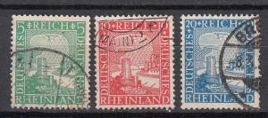 Germany - 1925 Union of the Rhineland with Germany Sc# 347/349 (9709)