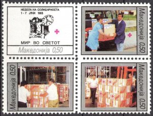 Macedonia Postal Tax Stamps 1993 Red Cross Solidarity Week set of 4 MNH**
