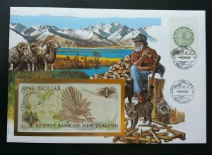 New Zealand Daily Life 1992 Kiwi Cat Sheep Mountain FDC (banknote cover)