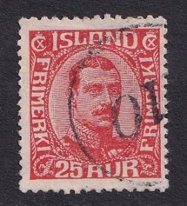 Iceland    #121   used    1921  Christian X   25a  red