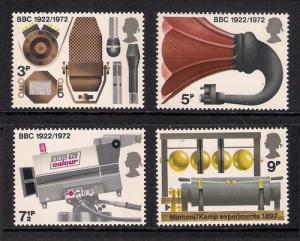  Great Britain 1972 Scott # 676-679 Broadcasting MNH 