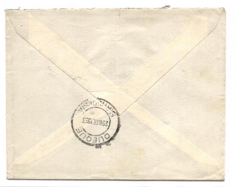 HH66 1933 SOUTHERN RHODESIA AIRMAIL *Queque* CDS Commercial Cover London