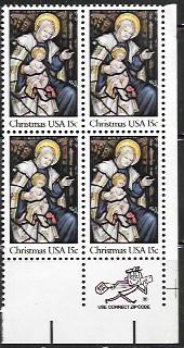 US #1842 Zip Code Block - Christmas Stain Glass - Mary & Baby Jesus