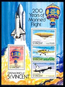 [66187] Grenadines of St. Vincent 1983 Space 200 Years Manned Flight Sheet MNH