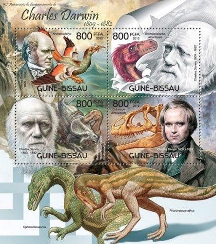 Charles Darwin Dinosaurs Prehistoric Animals Fauna Guinea-Bissau MNH stamp set