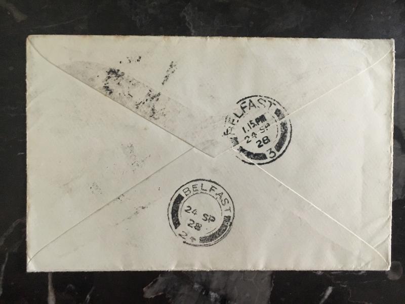 1928 England Flying Boat Calcutta Cover Experimental airmail Liverpool Belfast 