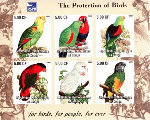 CONGO SHEET IMPERF BIRDS PARROTS