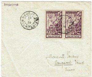 Mauritania 1939 Moudji cancel on cover to Switzerland, franked Scott 69