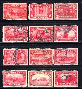 Q1-Q12 US  PARCEL POST CARMINE ROSE SET-USED-N/G-FINE-VF