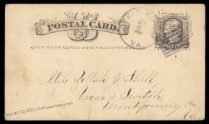 Virginia 1884 Lovely Mount VA DPO Cancel Helbock Closed 1886 R6 Cover 92475