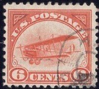 1918 6c orange Curtiss Jenny Airmail U.S. postage stamp  SC C1