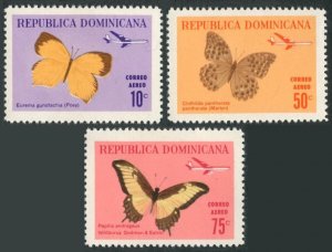 Dominican Republic C146-C148,hinged.Michel 873-875. Butterflies 1966.