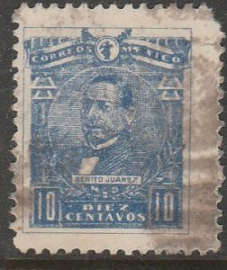 MEXICO 511a, 10¢ BENITO JUAREZ, PLATE VARIETY USED.F-VF.  (1251)