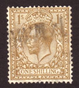Great Britain 1924 Sc#200, SG#429 1 Shilling Brown KGV Head USED.