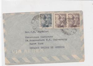 spain  1953 airmail stamps cover ref 19345