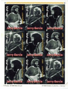 Mongolia 1999 - Jerry Garcia of the Grateful Dead - Sheet of 9 Stamps - IMP