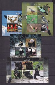 Africa 2011-2012 Animals Birds sheets lot of 4 MNH