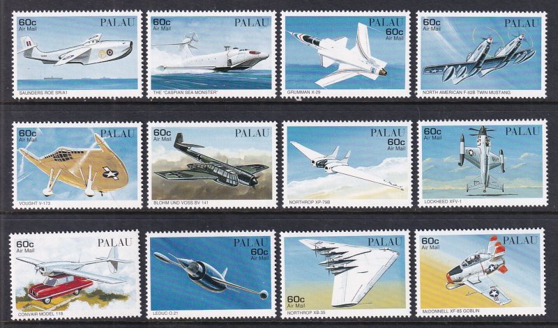 Palau 404a-404l Airplanes Singles MNH VF