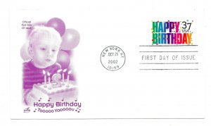 3695 37c Happy Birthday, 2002, ArtCraft FDC