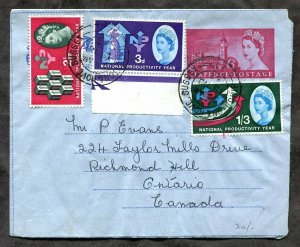 h97 - GB Bright & Hove 1962 Air Letter to Canada. Uprated