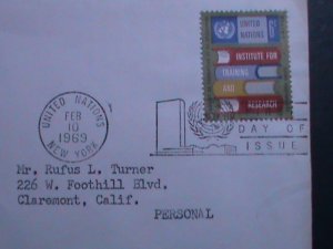 ​UNITED NATIONS-1969 UN INSTITUTE FOR TRAINING & RESEARCH-1ST DAY COVER-USED: