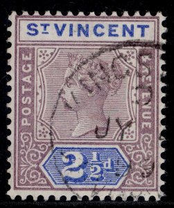 ST. VINCENT QV SG69, 2½d deep mauve & blue, VERY FINE USED. CDS