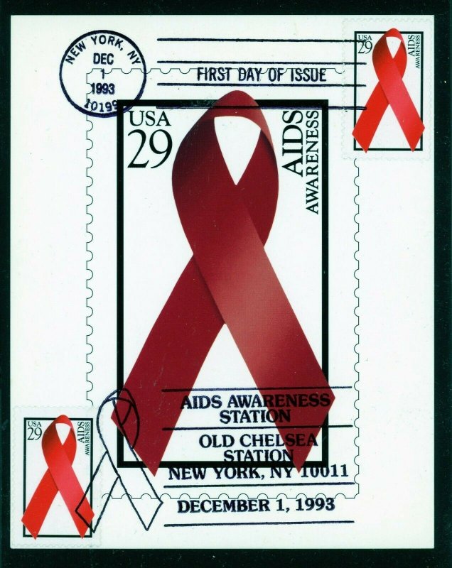 Scott 2806 Aids Awareness First Day Card with Duel Cancels Dec. 1, 1993