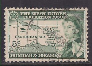 Trinidad & Tobago 1958 QE2 5ct Inauguration used SG 281 ( B639 )