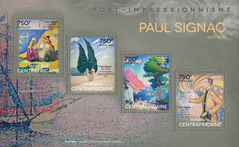 C A R - 2014 - Paul Signac - Perf 4v Sheet - Mint Never Hinged